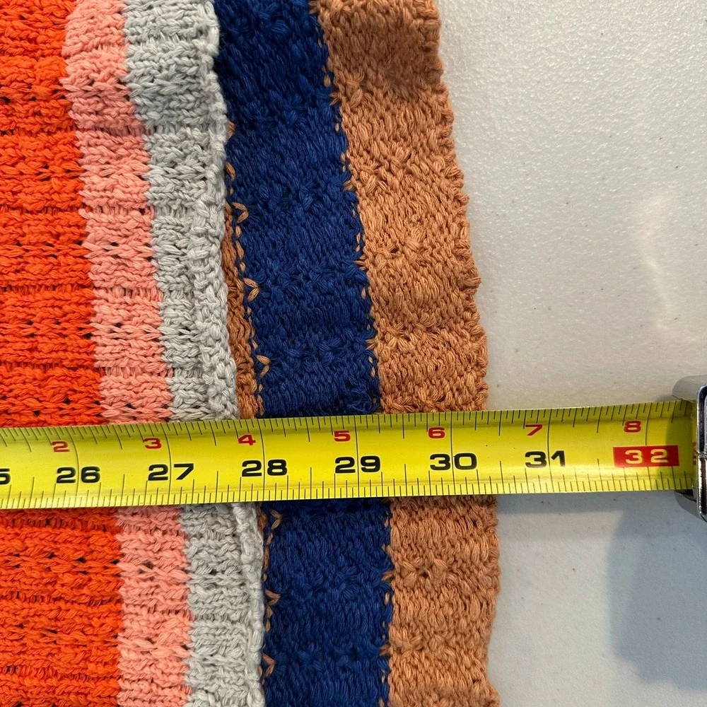 Free People Striped Knit Oversized Sweater Top Orange Pink‎ Blue Size S
